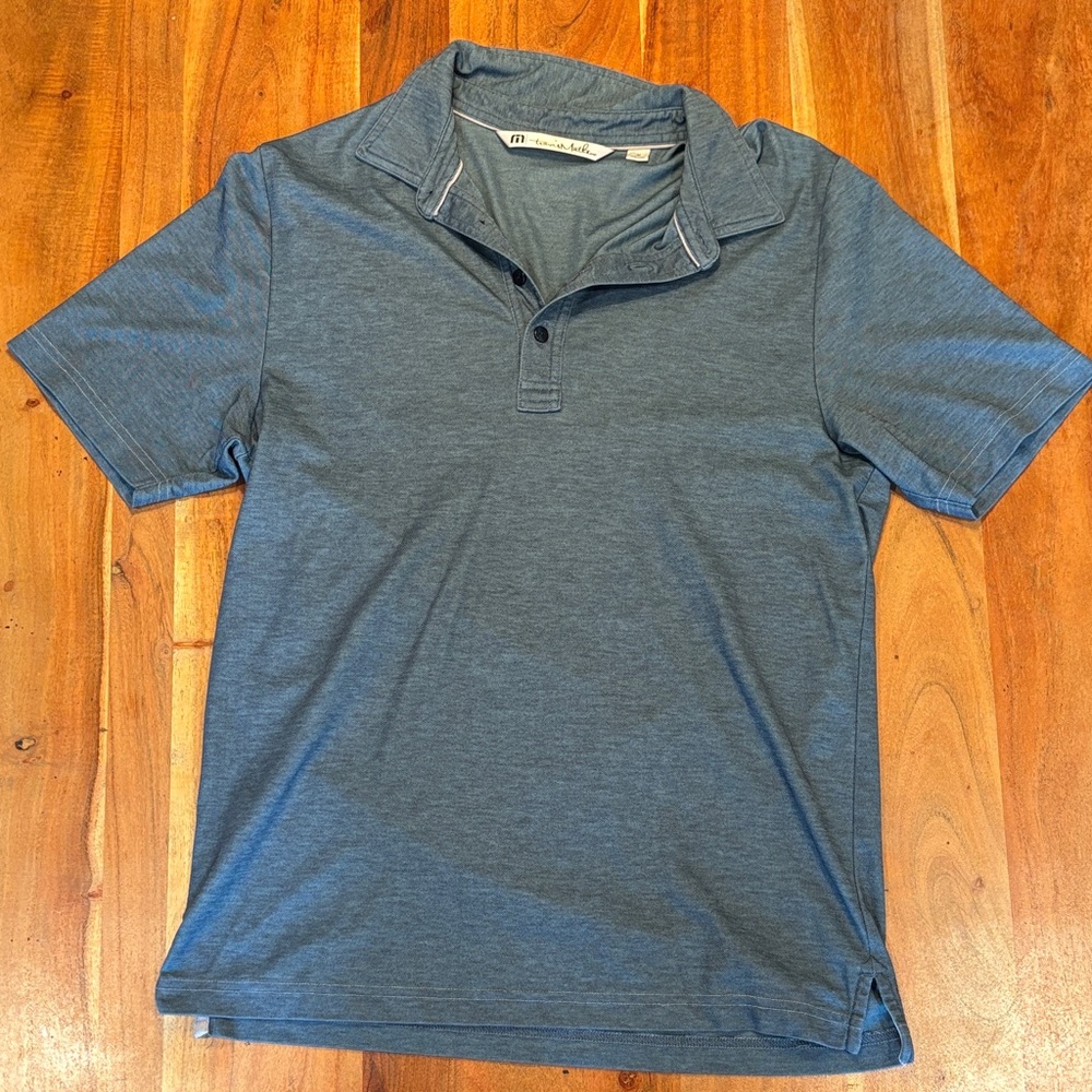Travis Mathew Heathered Blue Polo Shirt